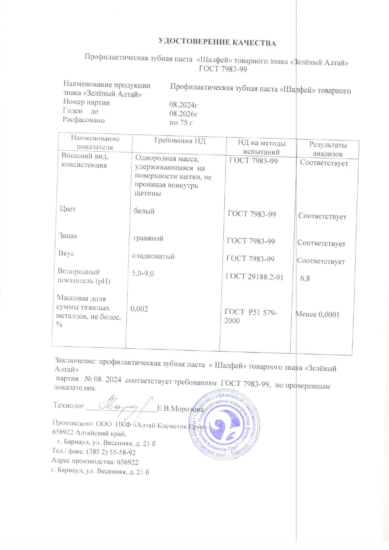 Паспорт №082024